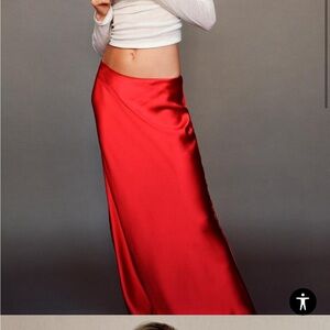 Zara Satin Effect Maxi Skirt (red)